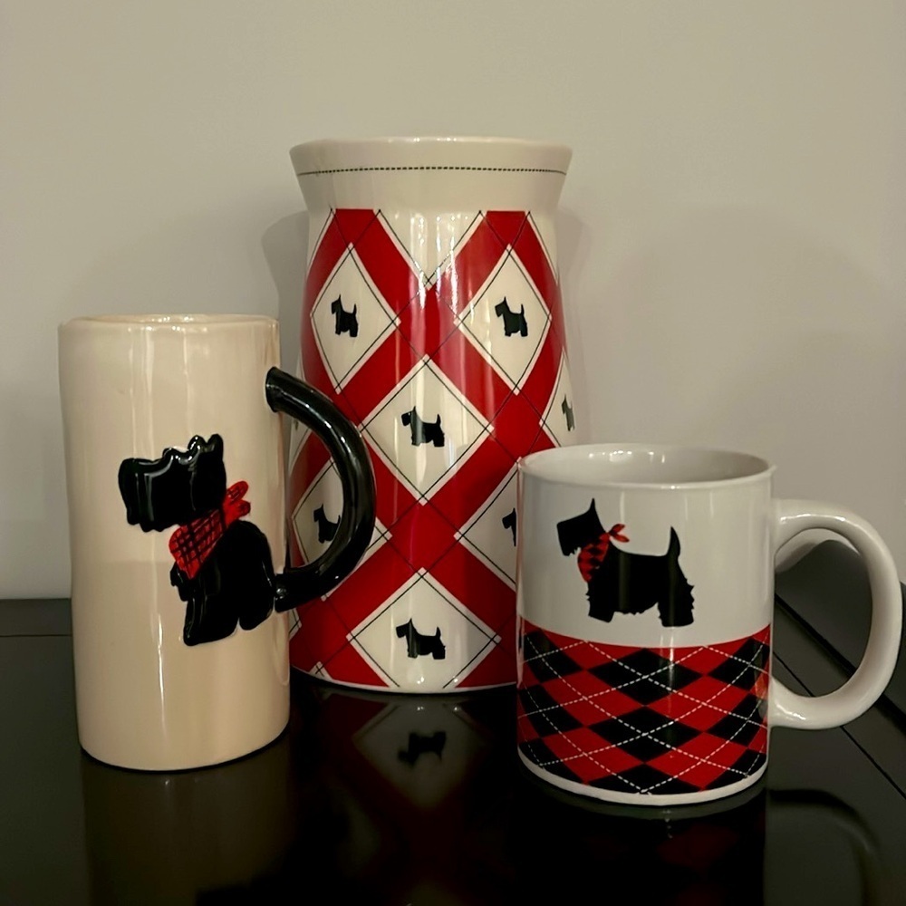 Scottie Terrier Dog Mugs Jar Red and Black